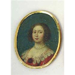 A miniature portrait 17 th century, h 6,5 cm 6.000-8.000...