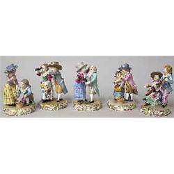 Figurines, 5 pieces porcelain, Royal Danish, the five senses, h circa 14 cm; minor damage 20.000-25.