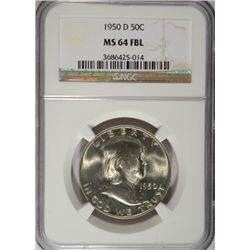 1950-D FRANKLIN HALF DOLLAR NGC MS64 FBL