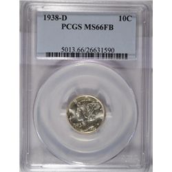 1938-D MERCURY DIME PCGS MS66 FB