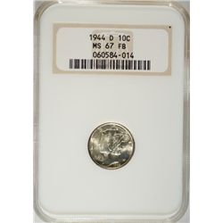 1944-D MERCURY DIME NGC MS67 FB