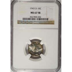 1943-D MERCURY DIME NGC MS67 FB
