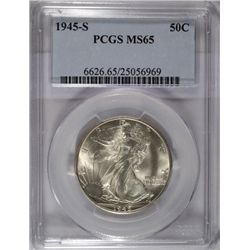 1945-S WALKING LIBERTY HALF DOLLAR PCGS MS65