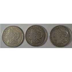 ( 3 ) THREE NICE CIRCULATED MORGAN SILVER DOLLARS