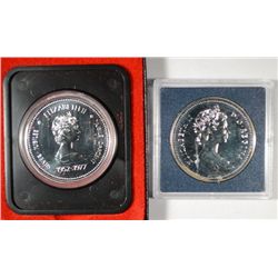 ( 2 ) CANADIAN COMMEMORATIVE SILVER DOLLARS, 1952-77  JUBILEE & 1977 STRAITS