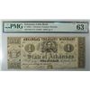 Image 1 : 1862  $1 STATE of ARKANSAS TREASURY WARRANT PMG63 RARE est $400-$425