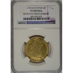 1781 M P SPAIN 4E  NGC VF removed from jewelry