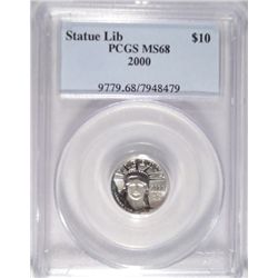 2000 1/10th oz. platinum Statue Liberty  PCGS68