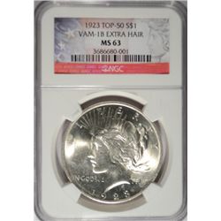 1923  Peace $ TOP-50 VAM-1B EXTRA HAIR NGC63