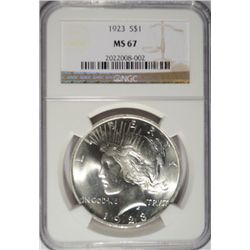 1923  Peace $ NGC67  RARE 67 GS = $3900