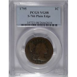 1795 large penny S-76b PCGS08 plain edge