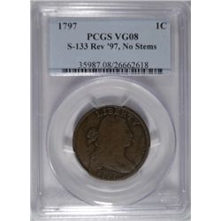 1797 large penny S-133 reverse 97 no stems PCGS08