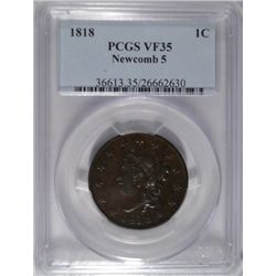 1818 large penny NEWCOMB-5 PCGS35