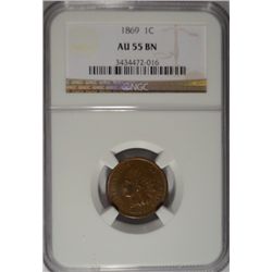 1869  Indian penny  NGC55BN