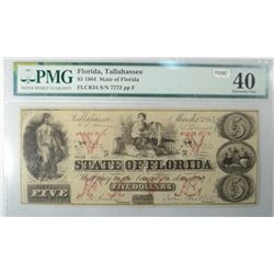 1864 State of Florida $5 currency Tallahassee  VERY SCARCE est $350-$400