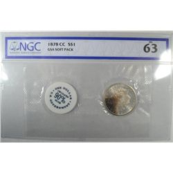 RARE 1878-CC MORGAN DOLLAR GSA SOFT PACK NGC MS63! RARE!