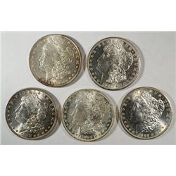 5-DIFFERENT MS64 MORGANS: 1904-O,1881-S, 1882-S, 1883-O, 1888