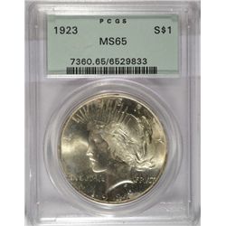 1923 PEACE DOLLAR PCGS GREEN LABEL MS65