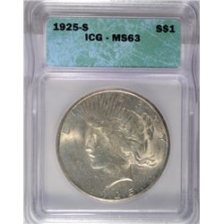 1925-S PEACE DOLLAR ICG MS63