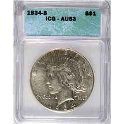 1934-S PEACE DOLLAR ICG AU53