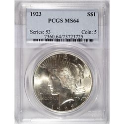 1923 PEACE DOLLAR PCGS MS64