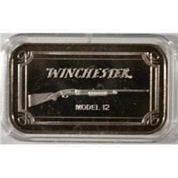 ONE OUNCE .999 SILVER BAR FEATURING WINCHESTER MODEL #12