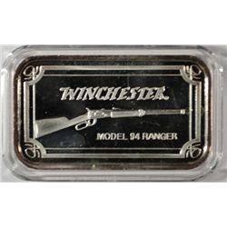 ONE OUNCE .999 SILVER BAR FEATURING WINCHESTER MODEL #94 RANGER