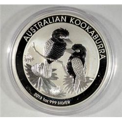 2013 AUSTRALIAN ONE DOLLAR KOOKABURRA, 1 oz. SILVER