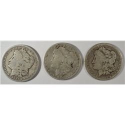 ( 3 ) THREE  CIRCULATED MORGAN SILVER DOLLARS