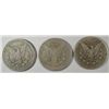 Image 2 : ( 3 ) THREE  CIRCULATED MORGAN SILVER DOLLARS