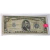 Image 1 : 1934 SERIES A $5.00 SILVER CERTIFICATE BILL SERIAL # I06900817A *RARE EARLY NOTE*!!