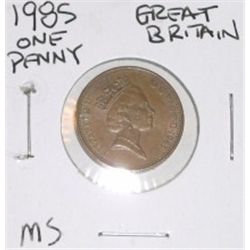 1985 GREAT BRITAIN ONE PENNY *RARE MINT STATE MS HIGH GRADE*!! COIN CAME OUT OF SAFE!!