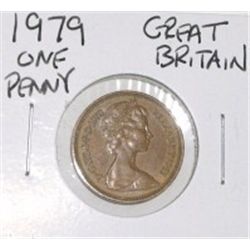 1979 GREAT BRITAIN ONE PENNY *RARE AU HIGH GRADE*!! COIN CAME OUT OF SAFE!!