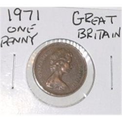 1971 GREAT BRITAIN ONE PENNY *RARE AU HIGH GRADE*!! COIN CAME OUT OF SAFE!!