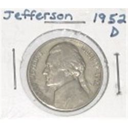 1952-D JEFFERSON NICKEL *NICE EARLY NICKEL*!! COIN CAME OUT OF SAFE BOX!!