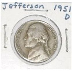 1951-D JEFFERSON NICKEL *NICE EARLY NICKEL*!! COIN CAME OUT OF SAFE BOX!!