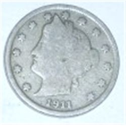 1911 LIBERTY HEAD "V" NICKEL *NICE EARLY NICKEL*!! COIN CAME OUT OF SAFE BOX!!