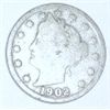 Image 1 : 1902 LIBERTY HEAD "V" NICKEL *NICE EARLY NICKEL*!! COIN CAME OUT OF SAFE BOX!!