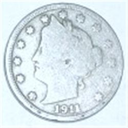1911 LIBERTY HEAD "V" NICKEL *NICE EARLY NICKEL*!! COIN CAME OUT OF SAFE BOX!!