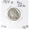 Image 1 : 1924-D BUFFALO NICKEL RED BOOKVALUE IS $75.00+ *RARE FINE GRADE KEY DATE*!!