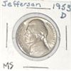 Image 1 : 1953-D JEFFERSON NICKEL *RARE MS HIGH GRADE-NICE EARLY COIN!! NICKEL CAME OUT OF SAFE!!