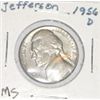 Image 1 : 1956-D JEFFERSON NICKEL *RARE MS HIGH GRADE-NICE EARLY COIN!! NICKEL CAME OUT OF SAFE!!