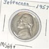Image 1 : 1957 JEFFERSON NICKEL *RARE MS-64+ HIGH GRADE-NICE EARLY COIN!! NICKEL CAME OUT OF SAFE!!