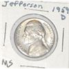 Image 1 : 1959-D JEFFERSON NICKEL *RARE MS HIGH GRADE-NICE EARLY COIN!! NICKEL CAME OUT OF SAFE!!