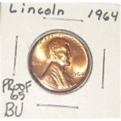1964 LINCOLN PENNY *RARE PROOF-65 BU HIGH GRADE*!! PENNY CAME OUT OF SAFE!!