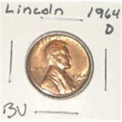 1964-D LINCOLN PENNY *RARE BU MS HIGH GRADE*!! PENNY CAME OUT OF SAFE
