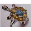 Frog Design Ring of Citrine,Blue Topaz and CZ of weight 6.880g Sterling Silver