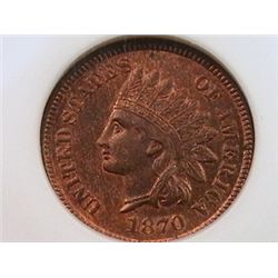 1870 Indian Cent Ch MS64 RB NGC