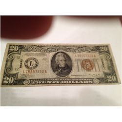 1935A $20 Hawaii Brown Seal WWII Note