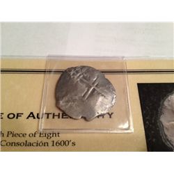 1681 Spanish Shipwreck Silver Coin W/Coa